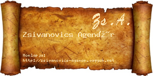 Zsivanovics Agenór névjegykártya
